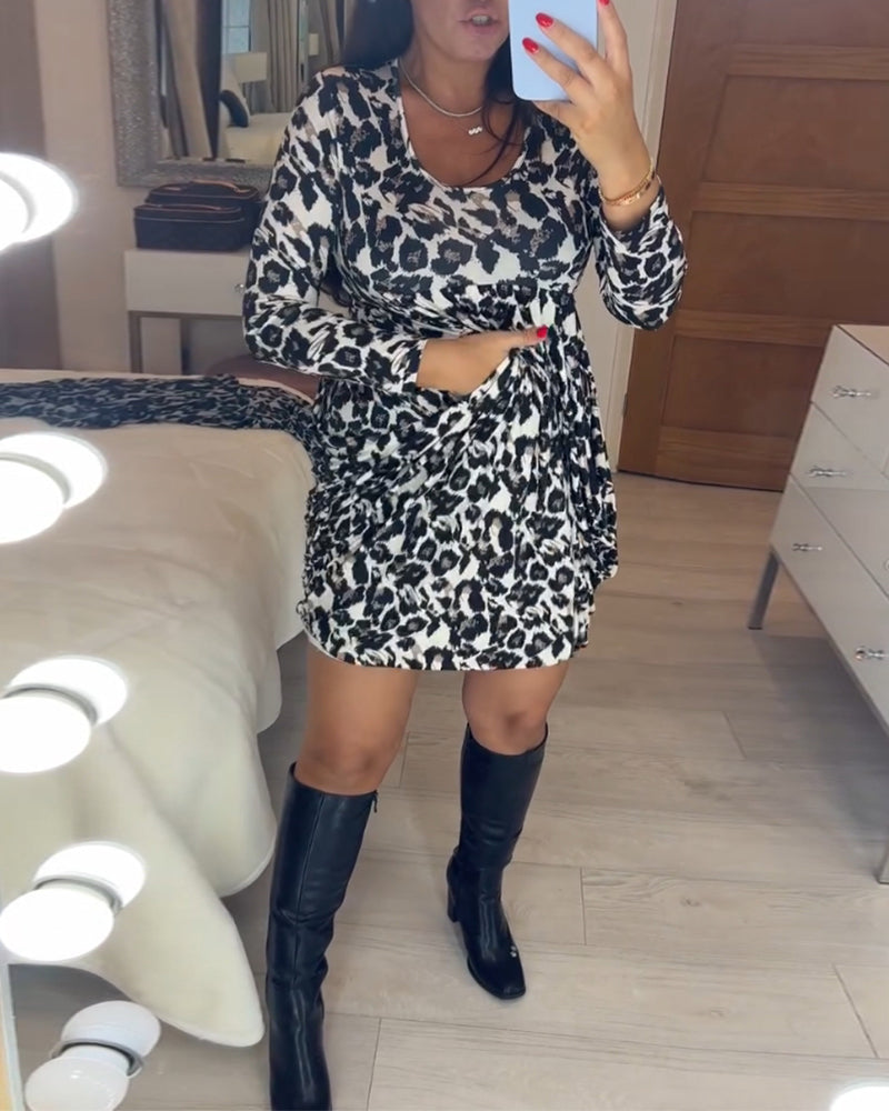 Őszi ruha leopárdmintával – Leona