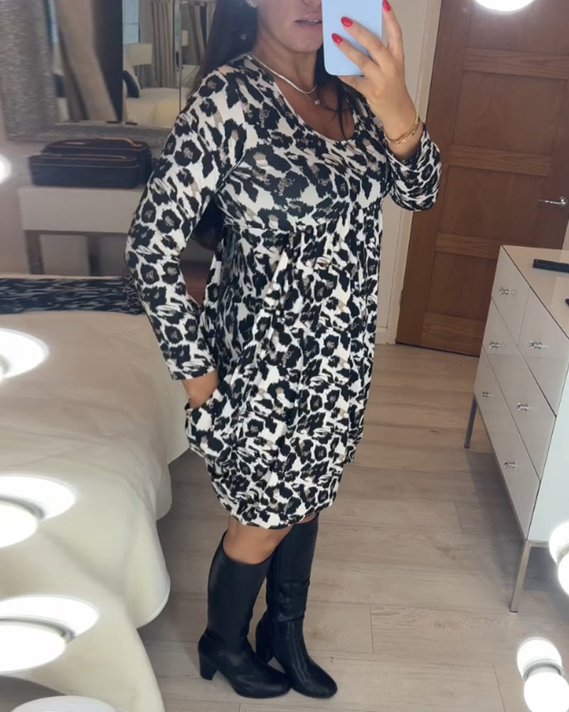 Őszi ruha leopárdmintával – Leona
