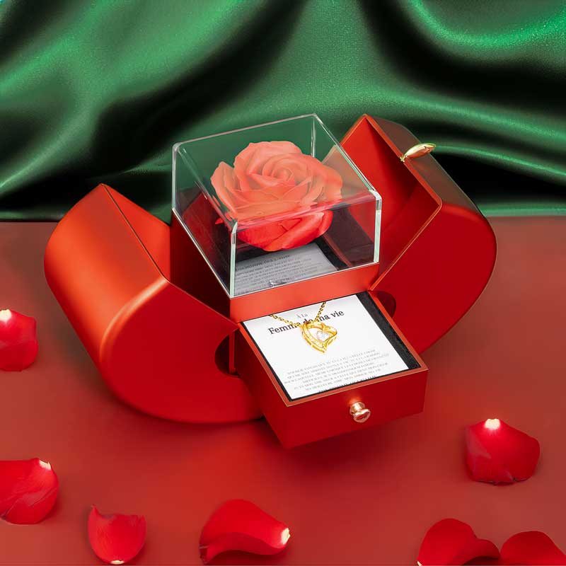 Coffret Rose Éternelle & son Collier d'Amour - Az életem asszonyának - Soha ne felejtsd el...