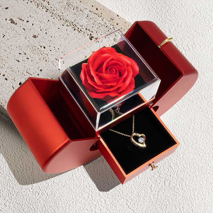 Coffret Rose Éternelle & son Collier d'Amour - Az életem asszonyának - Soha ne felejtsd el...