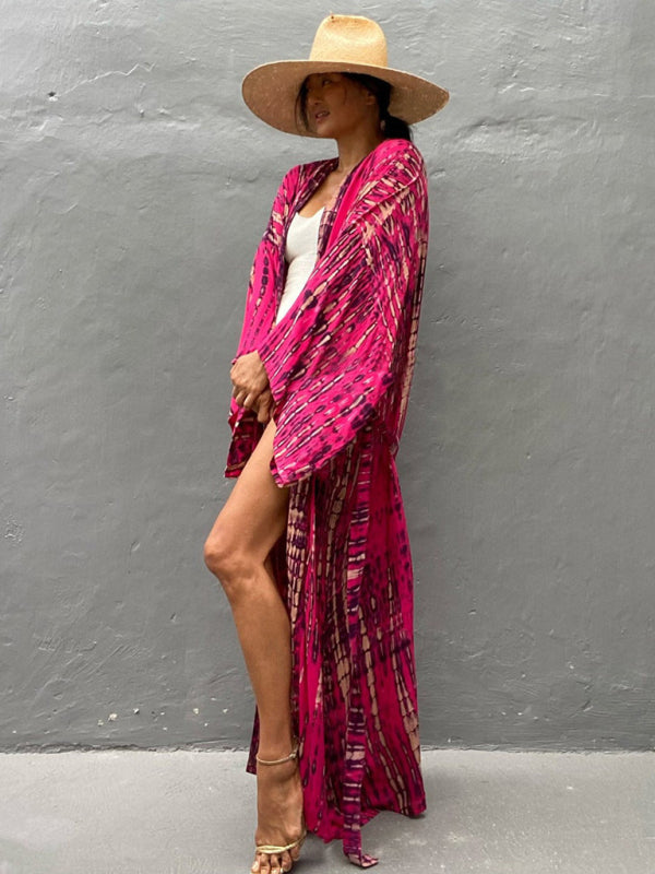 Woven kimono with tie belt – Leona
