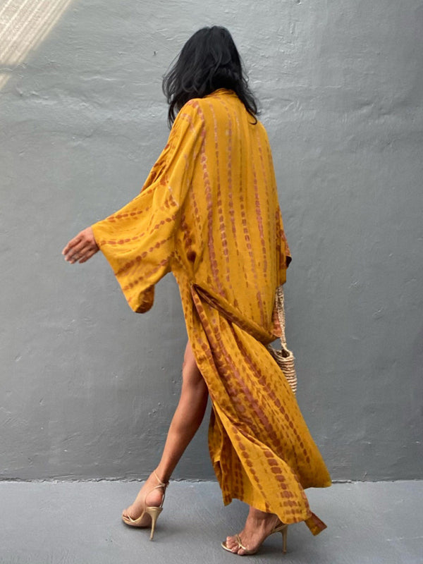 Woven kimono with tie belt – Leona