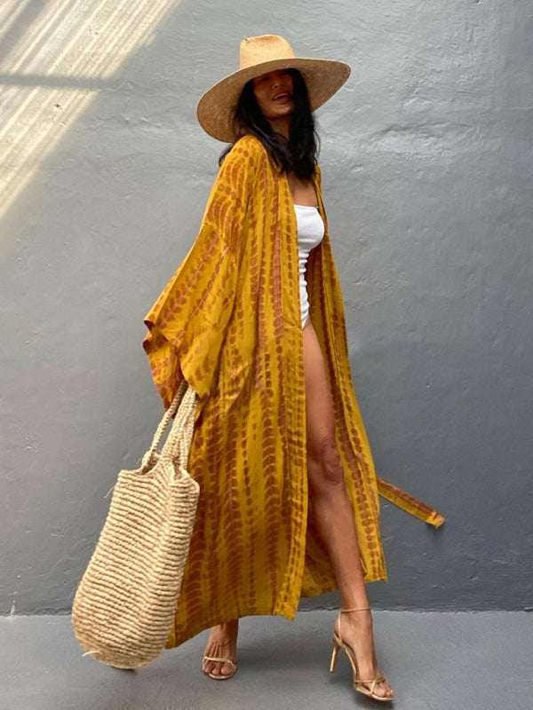 Woven kimono with tie belt – Leona