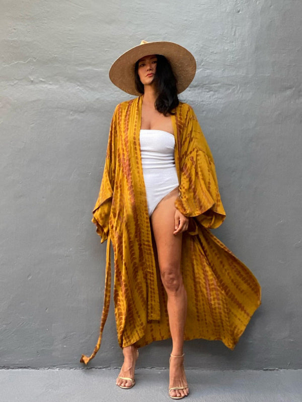 Woven kimono with tie belt – Leona