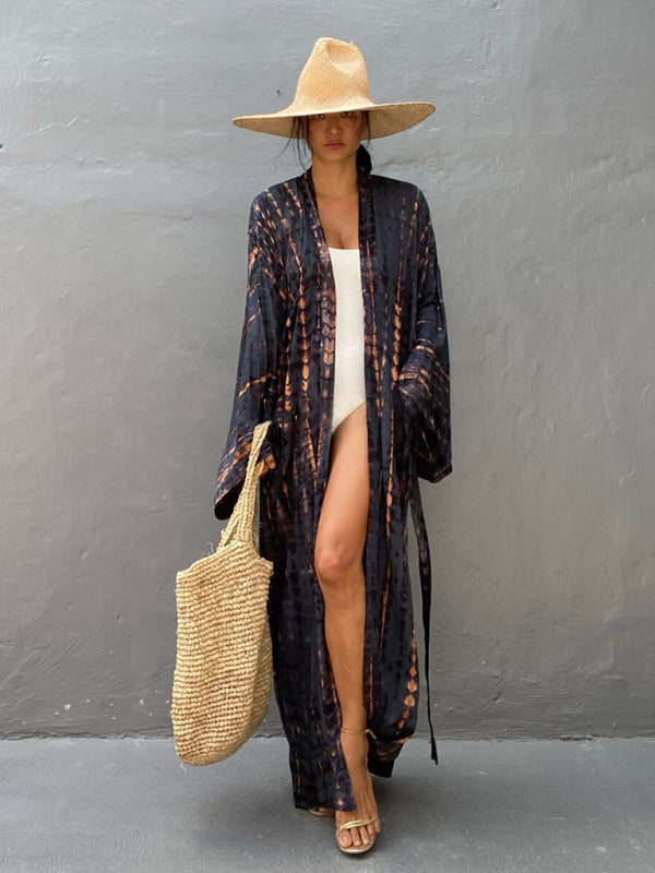 Woven kimono with tie belt – Leona