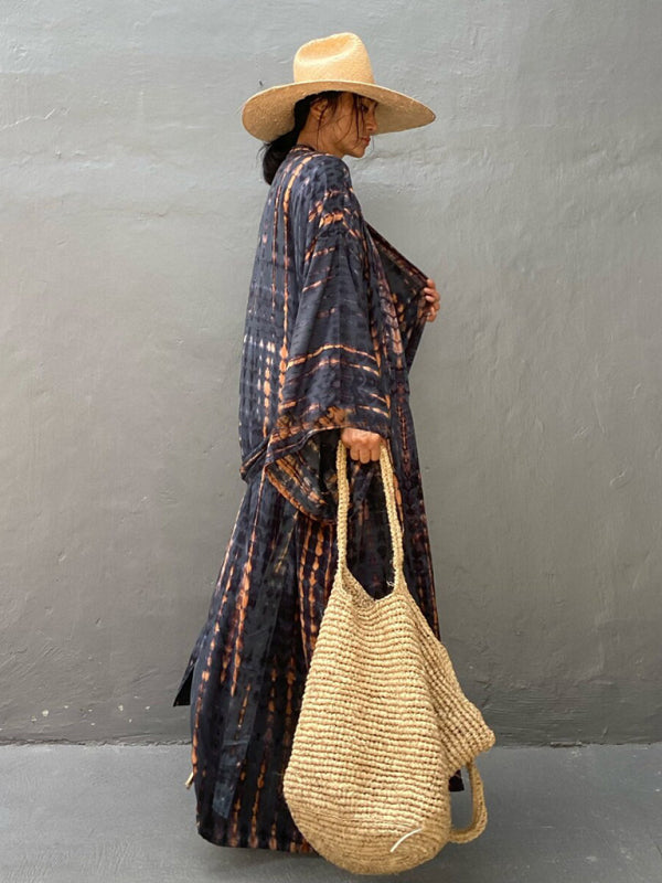 Woven kimono with tie belt – Leona