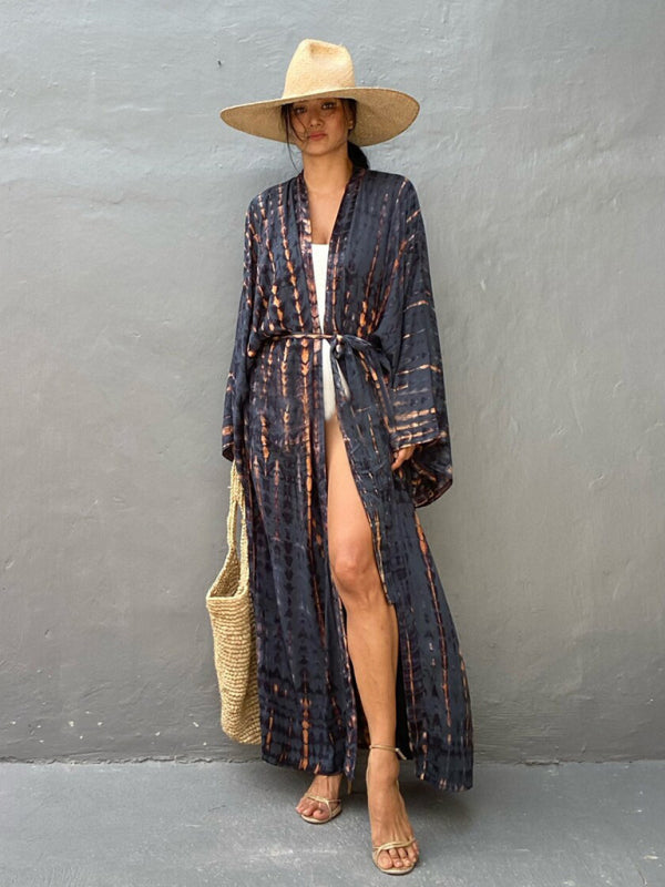 Woven kimono with tie belt – Leona