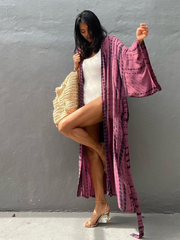 Woven kimono with tie belt – Leona