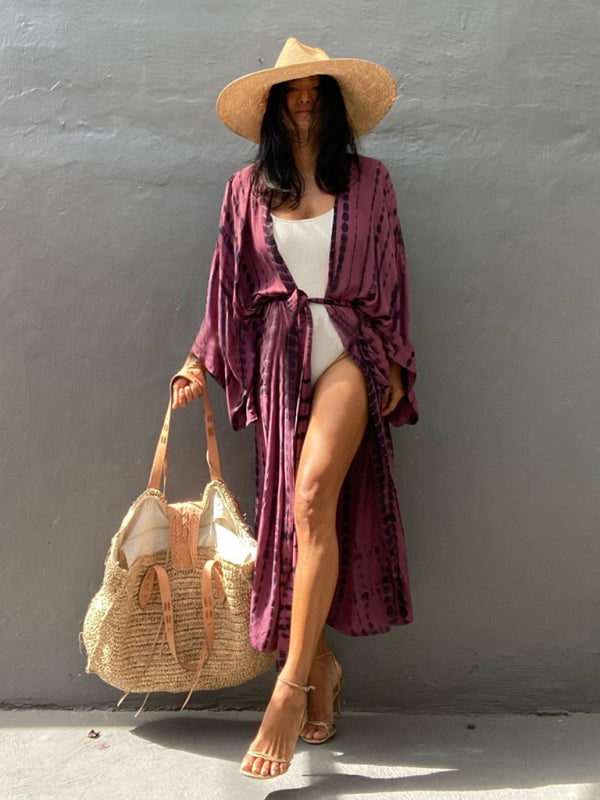 Woven kimono with tie belt – Leona