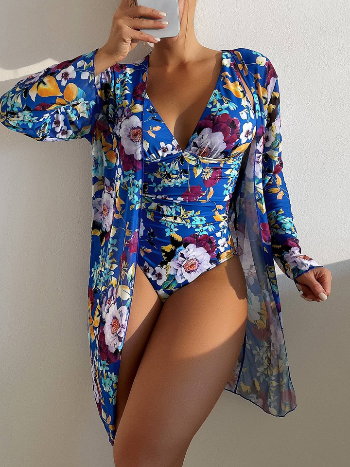 3 részes kék bikini szett kedvező fazonnal – Marisse