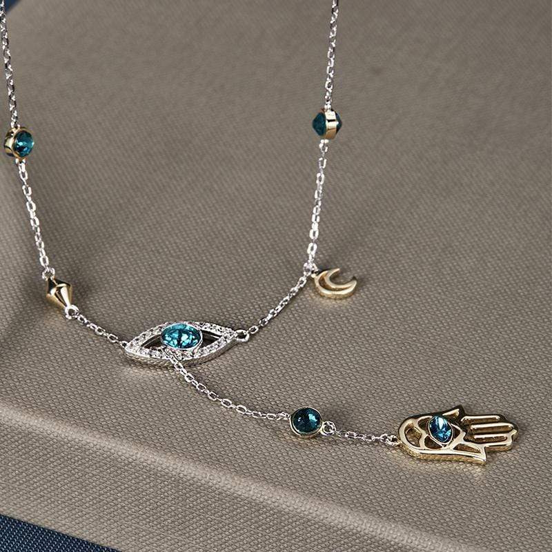 Ezüst Hamsa Kristály Nyaklánc - Nayomi