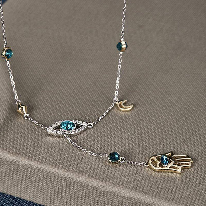 Ezüst Hamsa Kristály Nyaklánc - Nayomi