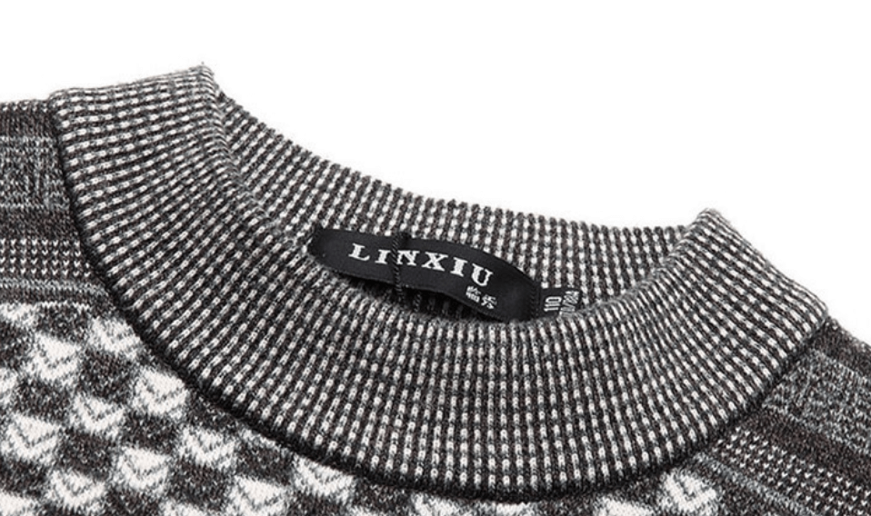 Férfi pulóver kockás kötött mintával – Fabian