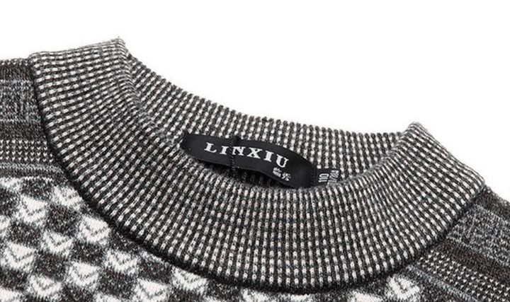 Férfi pulóver kockás kötött mintával – Fabian