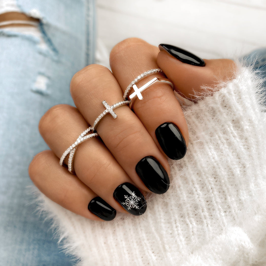 Stílusos Gyűrű Zirkónia Kereszttel - Hit