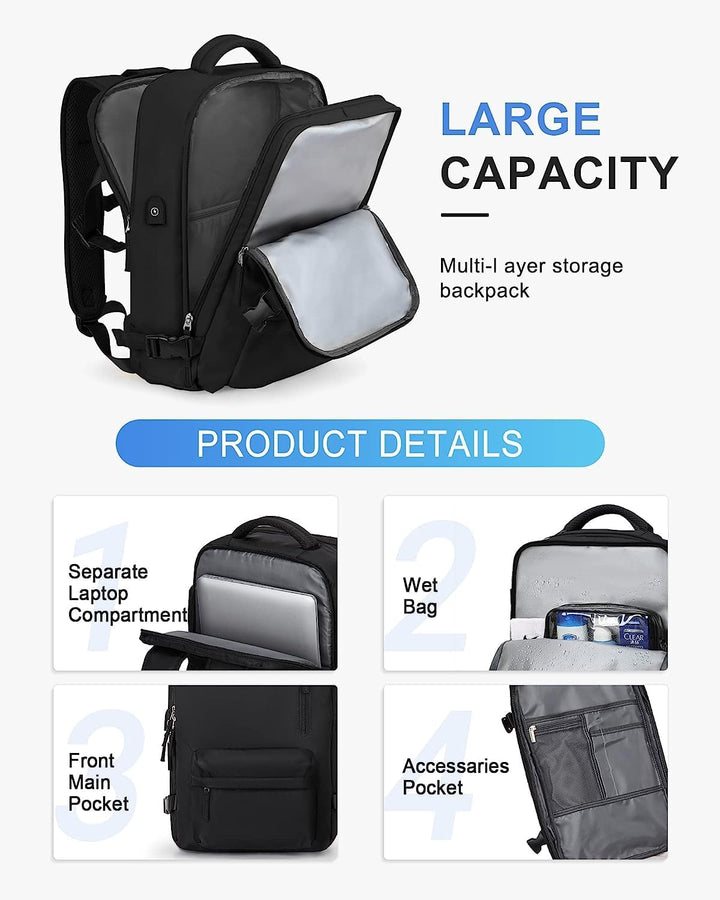 40L Vízálló Utazó Hátizsák Cipőtartóval és USB Porttal – 14” Laptop Méretű
