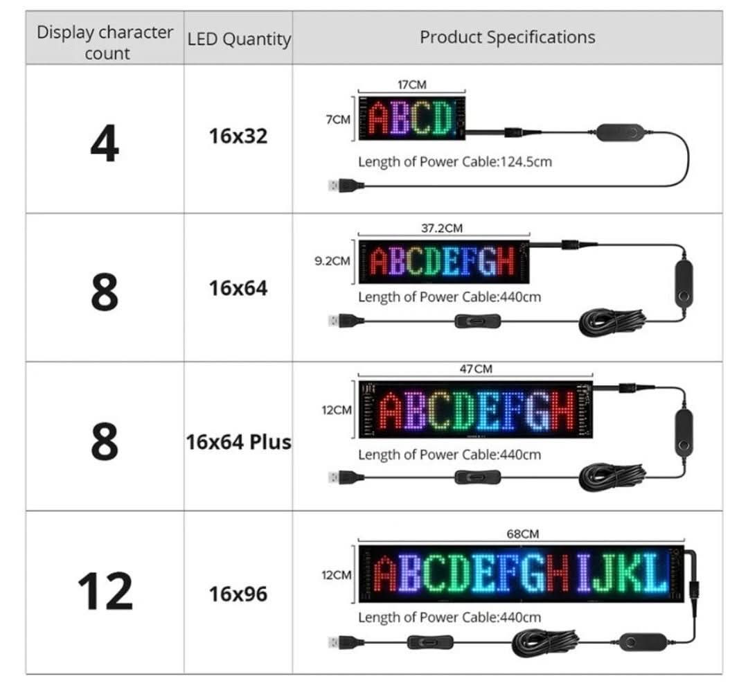 Állítható LED Autós Kijelző - GlowSign
