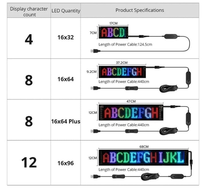 Állítható LED Autós Kijelző - GlowSign