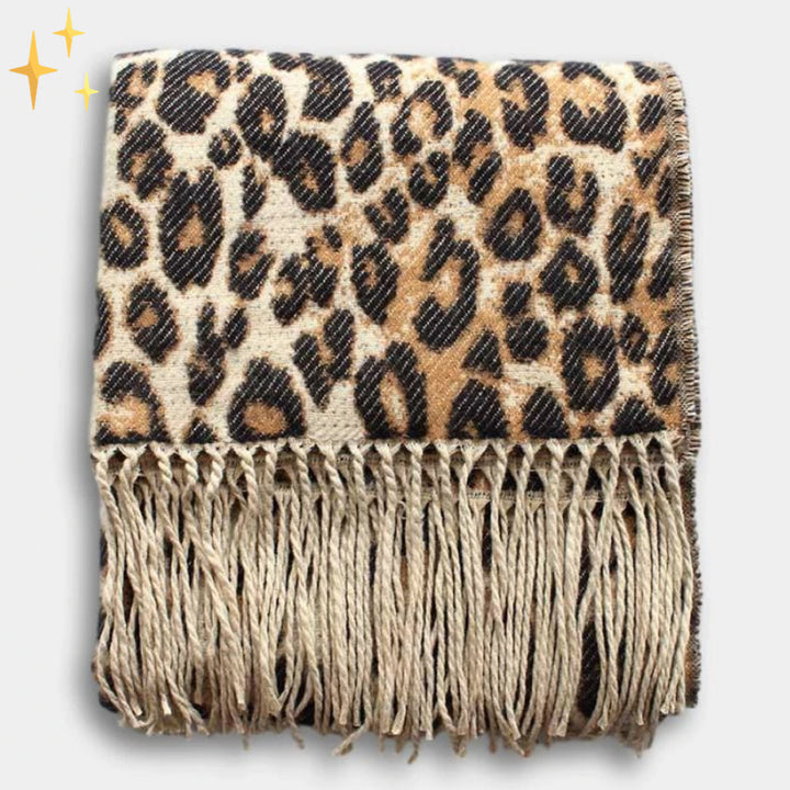 Trendi Leopárdmintás XL Gyapjú Sál - Sophia