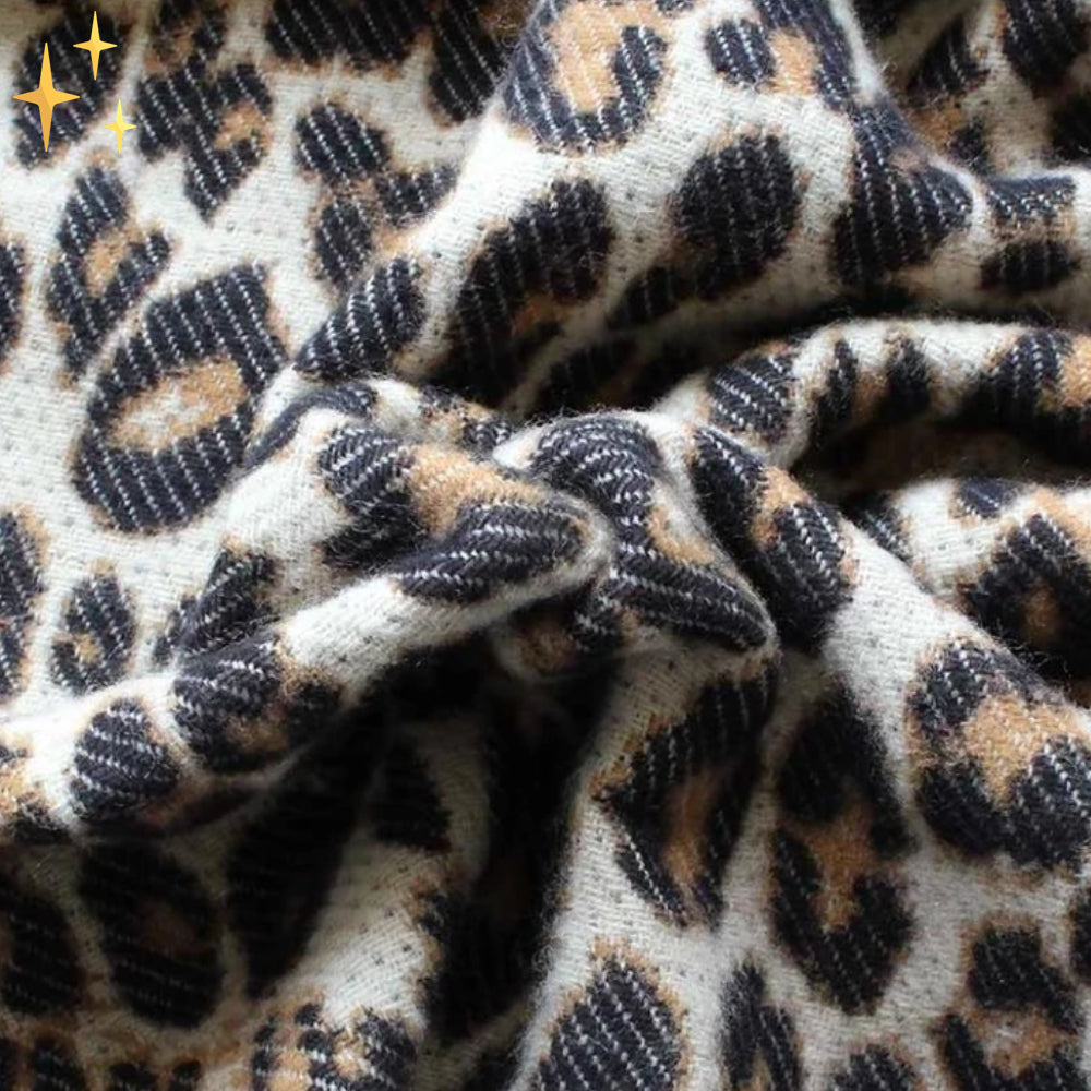 Trendi Leopárdmintás XL Gyapjú Sál - Sophia