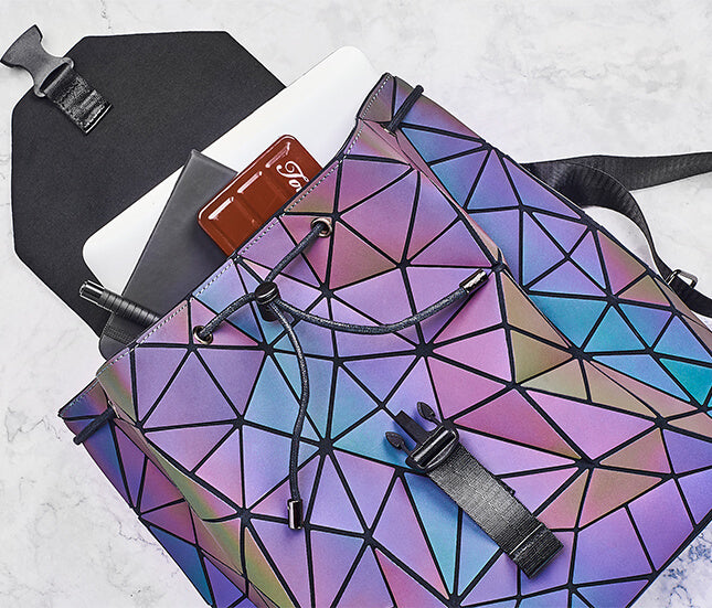 Reflektáló színváltós geometrikus hátizsák nőknek