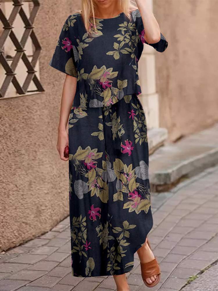 Laza, kétrészes nyári szett pamutból, kedvező szabással – Boho szett Zephyra