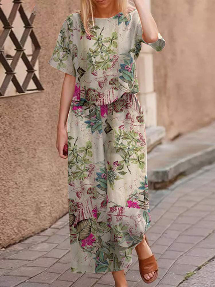 Laza, kétrészes nyári szett pamutból, kedvező szabással – Boho szett Zephyra