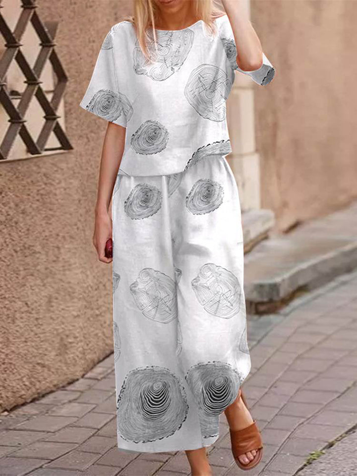 Laza, kétrészes nyári szett pamutból, kedvező szabással – Boho szett Zephyra