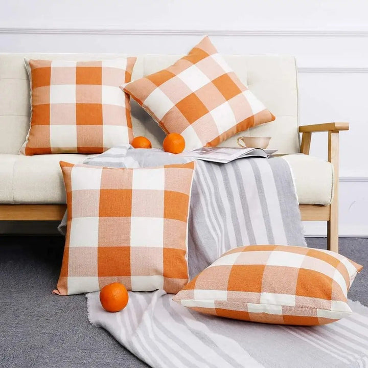 Kényelmes Kockás párnahuzat vidéki stílusban – Autumn Plaid (1+1 INGYEN)