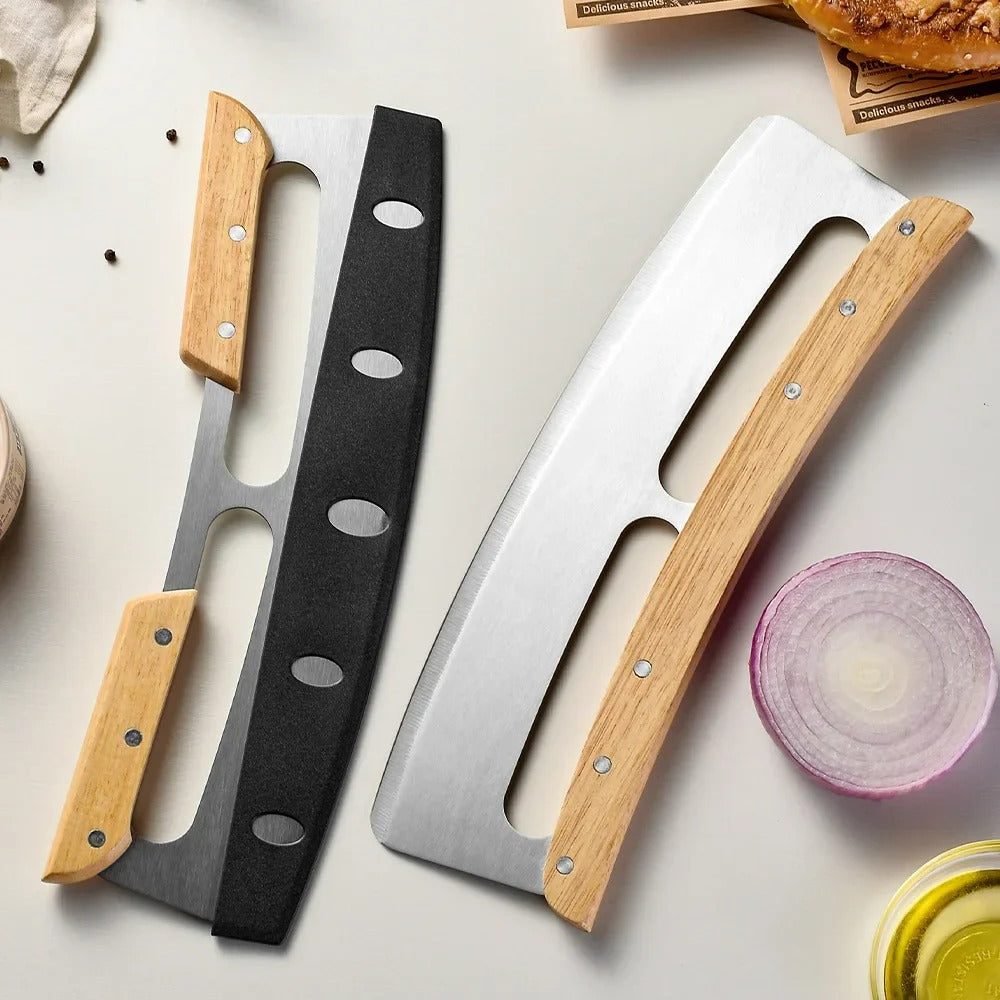 Nagy Pizzavágó Görbített Rozsdamentes Acél Késsel (35 cm) - Bruno