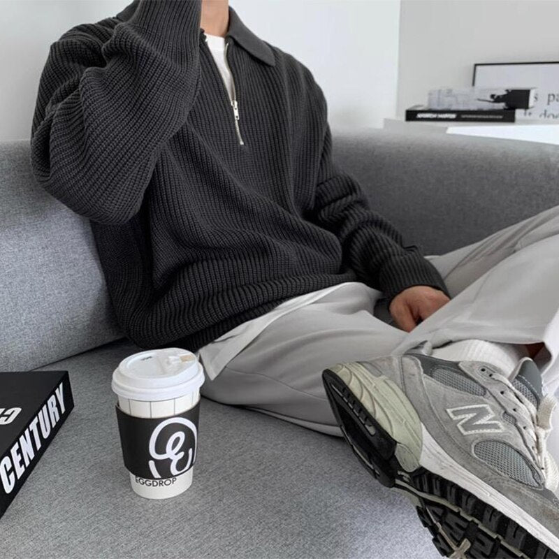 Férfi pulóver zipzáros gallérral – Jonas