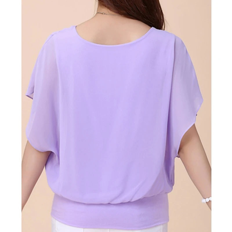 Hölgyek Chiffon blúz volános ujjakkal – Ariana