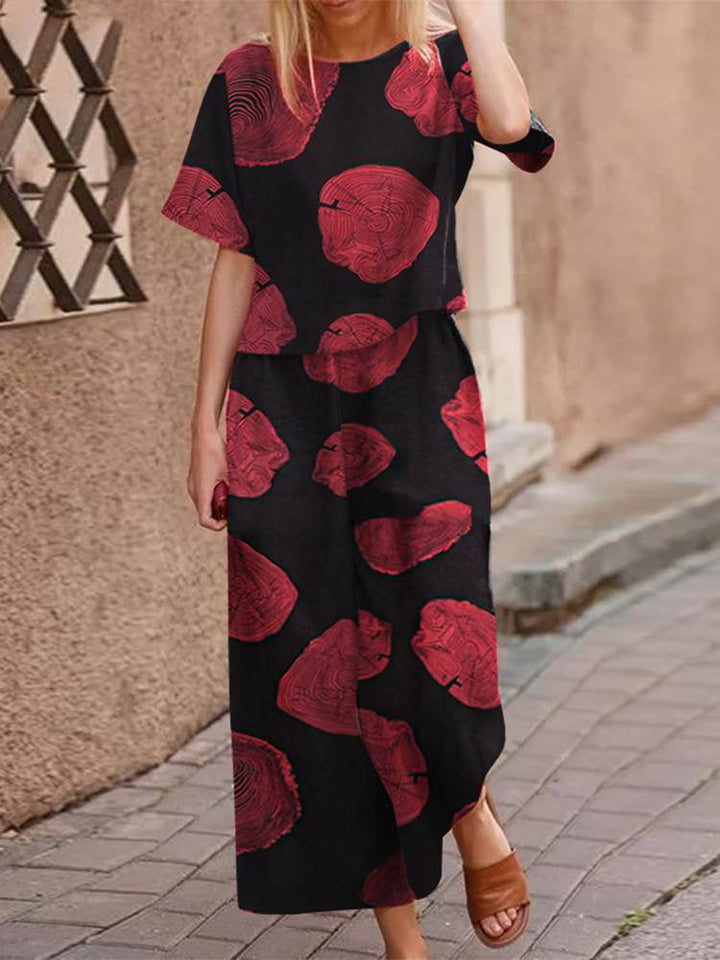 Laza, kétrészes nyári szett pamutból, kedvező szabással – Boho szett Zephyra