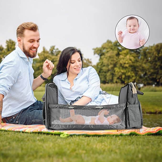 Átalakítható Baba Pelenkázó Hátizsák Hajtogatható Kiságyal – Vízálló, Többzsebős Dizájn