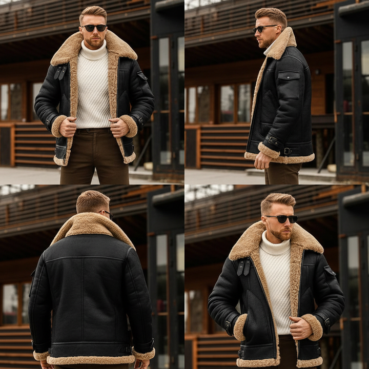 Stílusos Kamel Bőr Pilóta Kabát - Leonardo