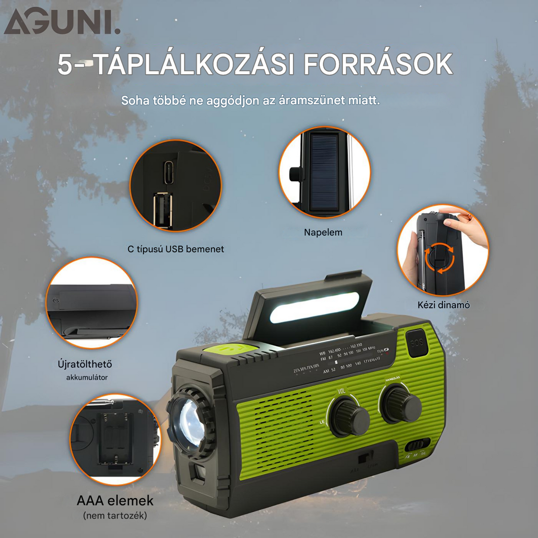Hordozható Vészrádió Napenergia - PowerWave