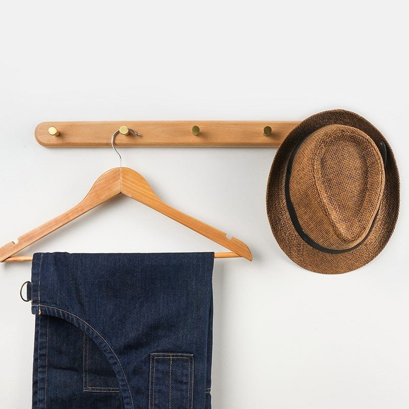 Fából készült falipakolók mosdókagylóval és sárgaréz kampókkal - LignaHook