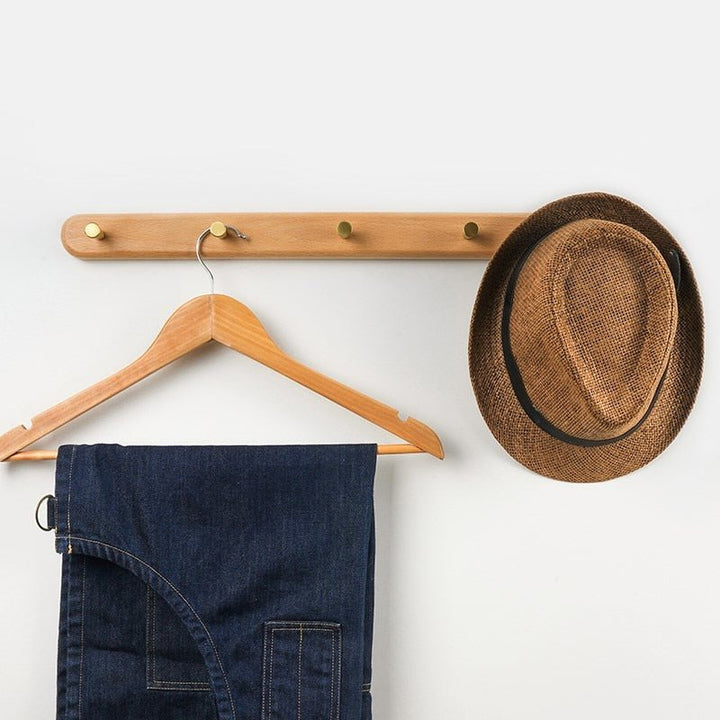 Fából készült falipakolók mosdókagylóval és sárgaréz kampókkal - LignaHook