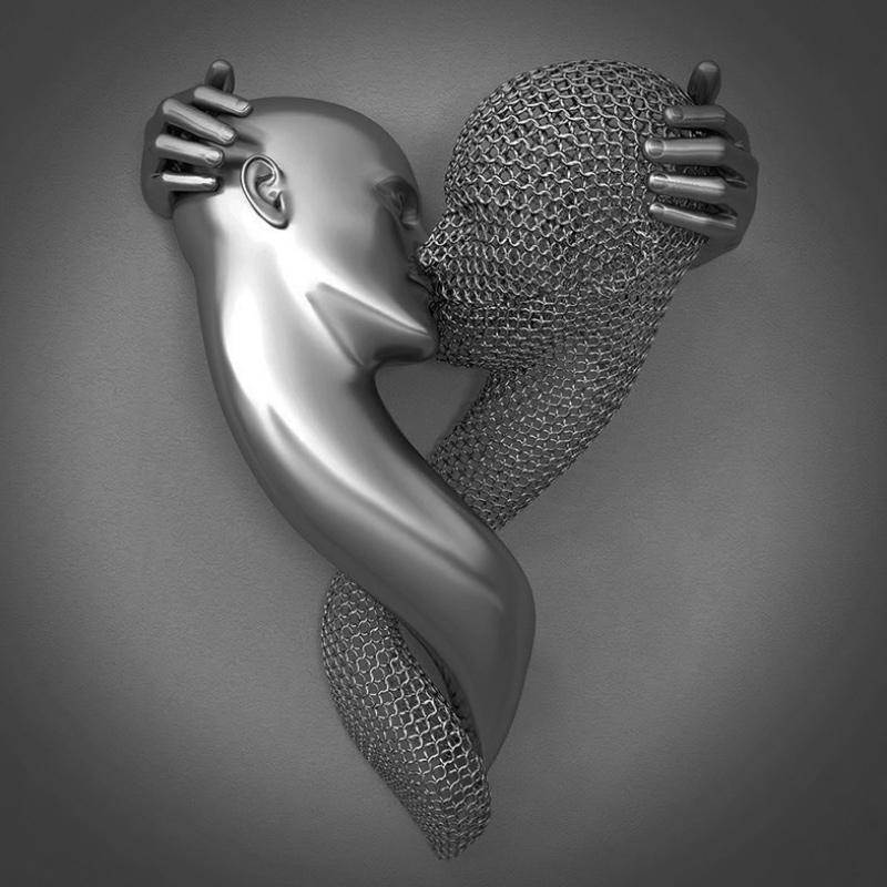 Szerelmes vászon fém figurával - AmorArte