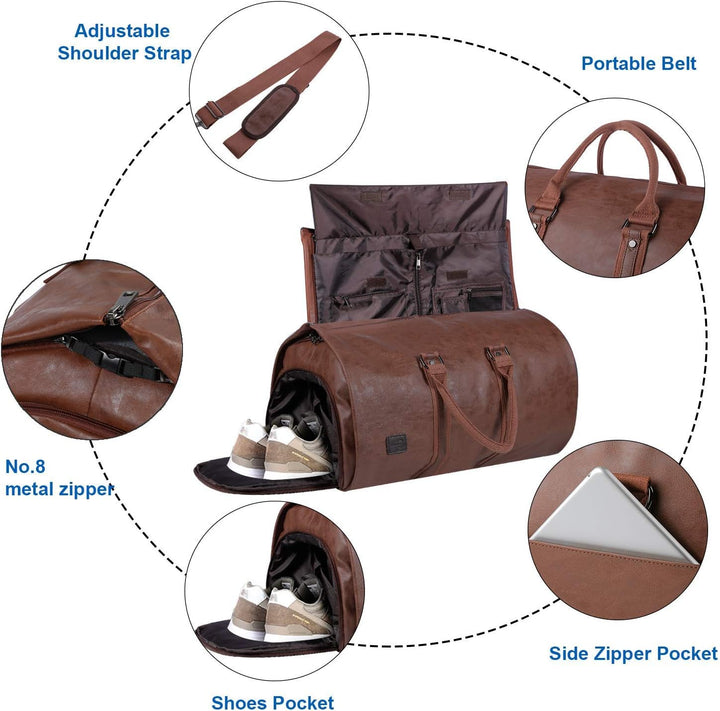 Átalakítható PU bőrből készült ruházati duffel – Kézipoggyász hétvégi edzőtáska