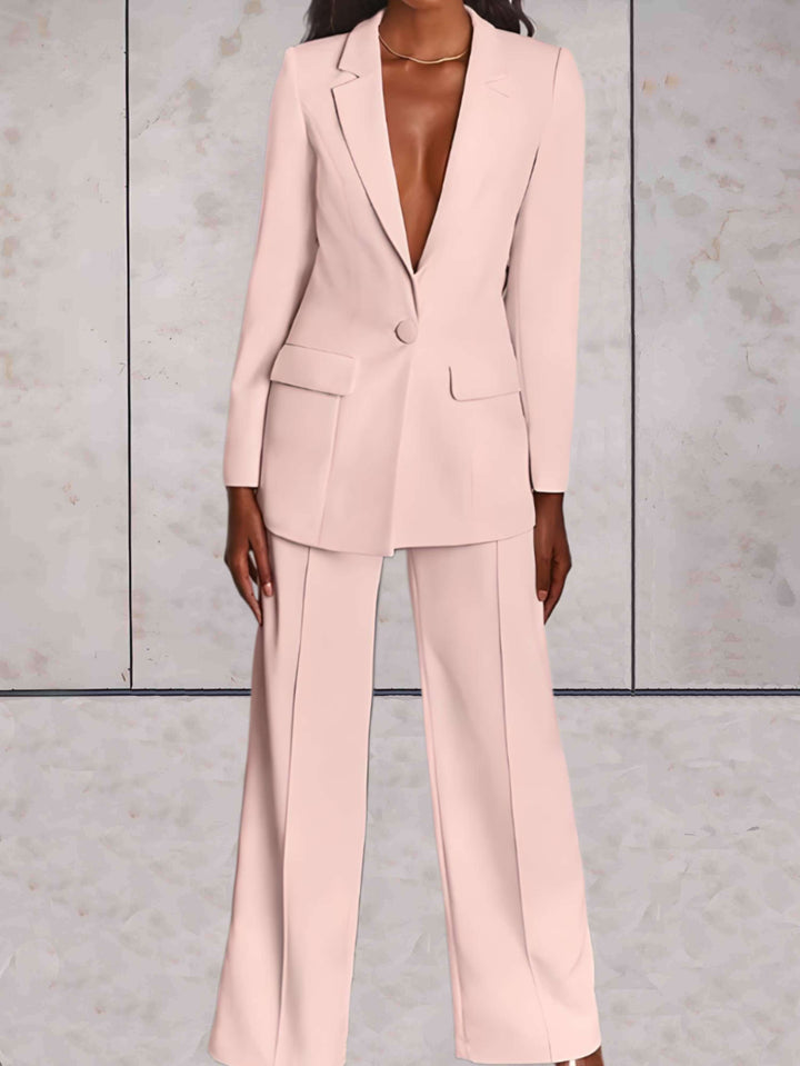 Női üzleti kétrészes öltöny blézerrel és bőszárú nadrággal – Emilia