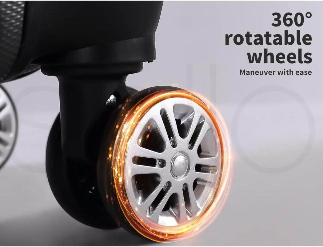 Kompakt és kemény héjú kézipoggyász bőrönd 360°-os forgó kerekekkel – Fekete