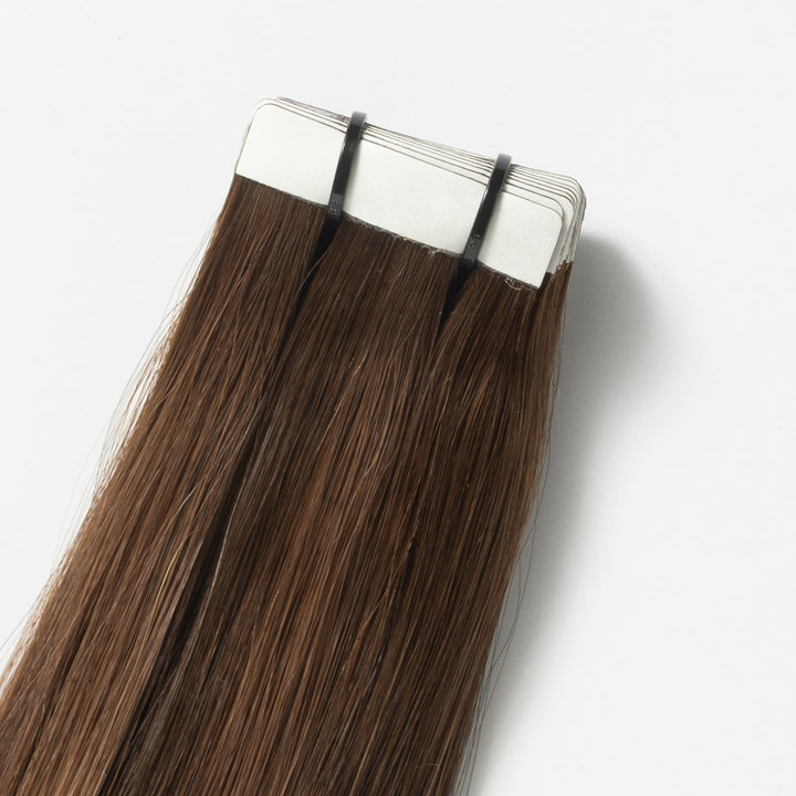 Tape-in Hairextensions – Veloura Tape (Meleg barna balayage 2+7)