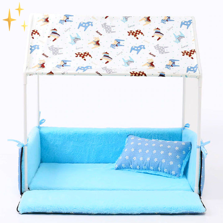 Fedett fleece alvóhely tetővel és párnával