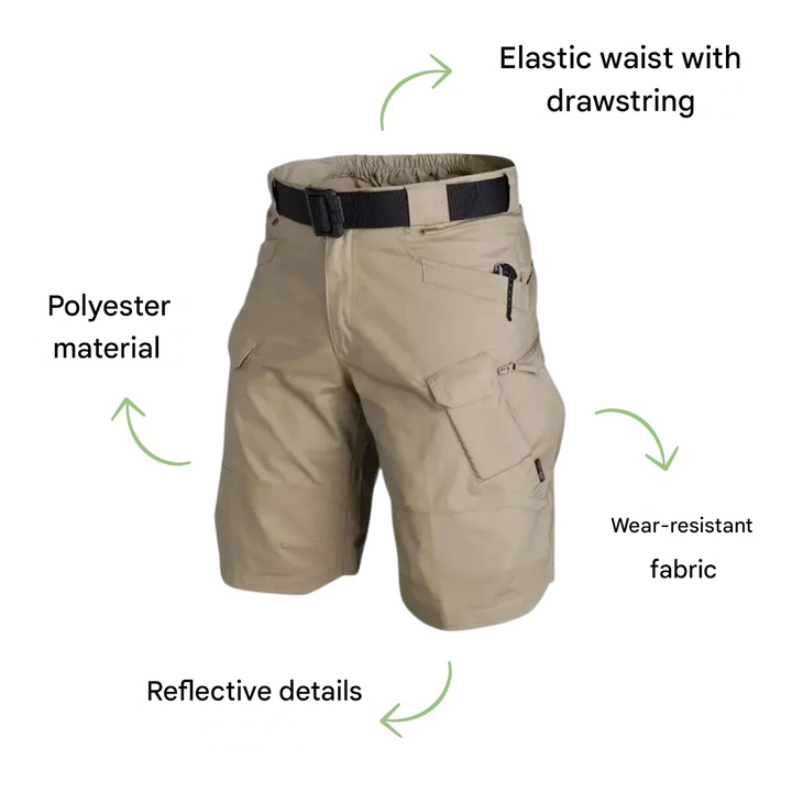 Férfi kültéri rövidnadrág 6 cipzáros zsebbel - FlexTrek Cargo Shorts