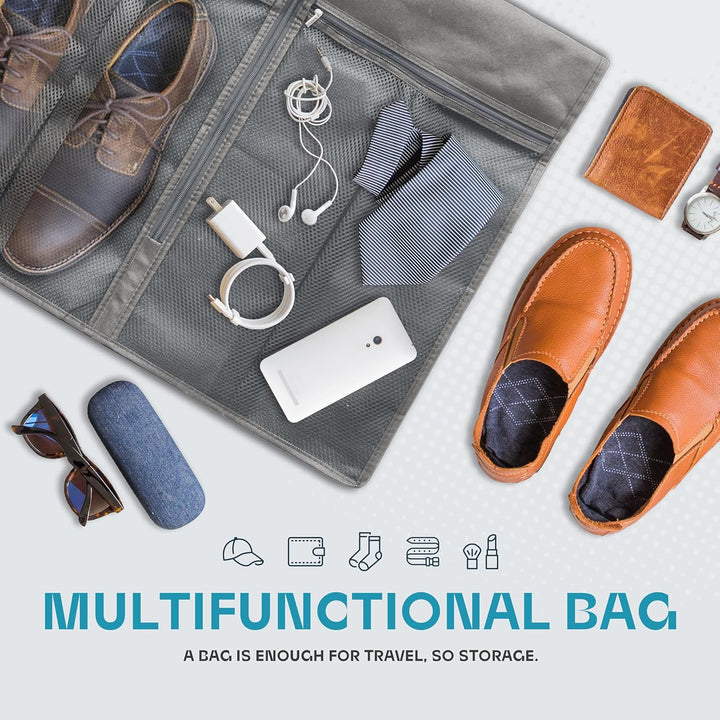 Nehéz kivitelű utazó ruhatartó táska átlátszó ablakkal és kiegészítő zsebekkel – 1+1 INGYEN