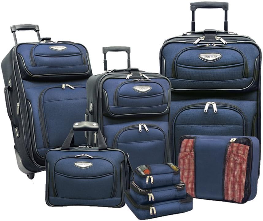 8 Darabból Álló Puha Héjú Bőrönd Készlet Csomagoló Kockákkal És TSA Zárral – TravelMax