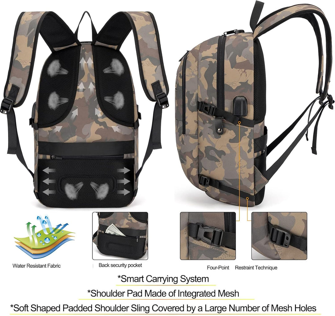 Extra nagy lopásgátló laptop és utazó hátizsák USB porttal – 30–50L