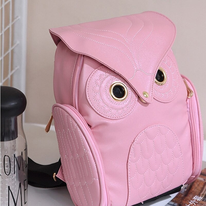 PU bőr baglyos hátizsák nőknek – Több zsebes kialakítás