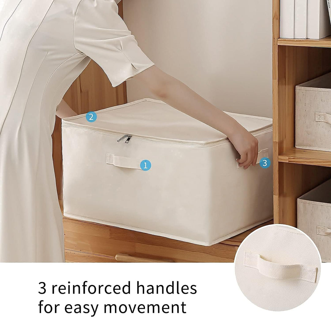 Vászon Ruhatároló Szervező Készlet – Kétirányú Cipzáras Táska Fogantyúkkal és Ablakkal